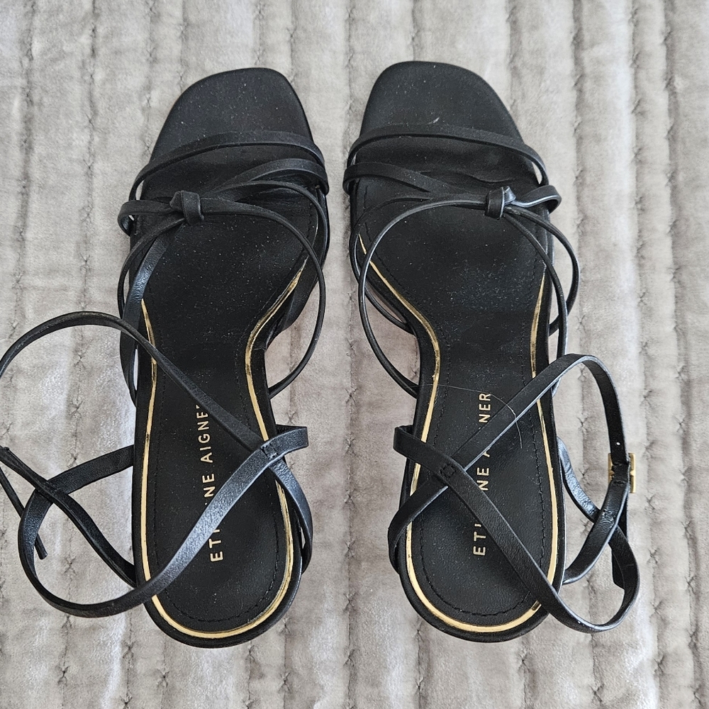 Etienne Aigner Black Strappy Sandals Size 9